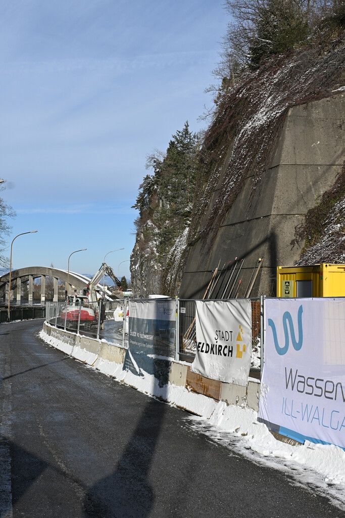 Umleitung für Fußgänger und Radfahrer. Stadt Feldkirch