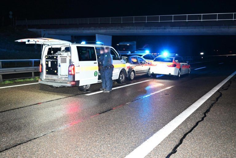 Der Pkw wurde auf der Autobahn gestoppt.Kapo St. Gallen