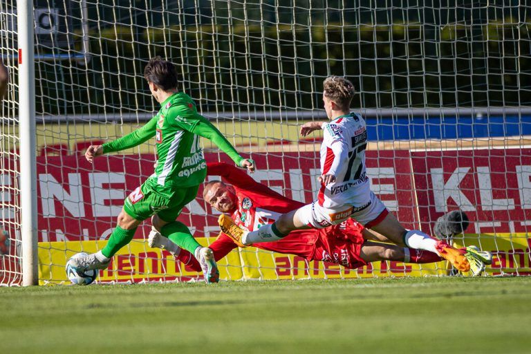 In dieser Szene erzielt Lukas Fridrikas das 1:1. Seine Tore werden die Lustenauer dringend benötigen, um im Abstiegskampf doch noch eine Wende einläuten zu können.APA (2), GEPA (2)