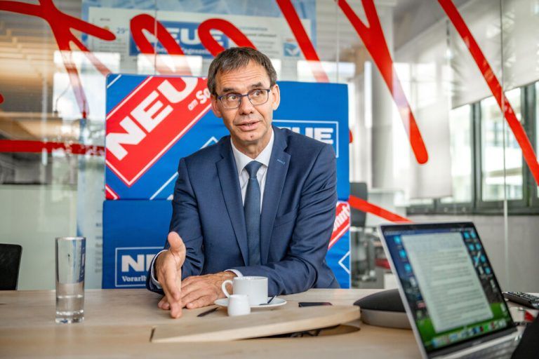 Landeshauptmann Markus Wallner strebt bei landtagswahl im Herbst klaren Wählerauftrag an.Hartinger