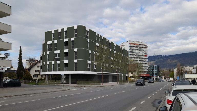 Die geplante Wohnanlage. Raiffeisen