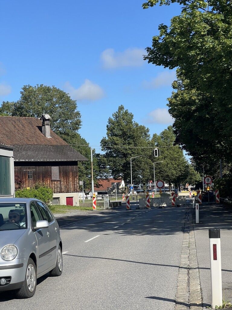 Vollsperre der Kreuzung in­mitten von Dornbirn.MJ