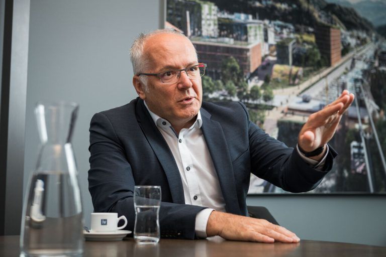NEUE-Interview mit IV-Präsident Elmar Hartmann in Lustenau.⇒Stiplovsek