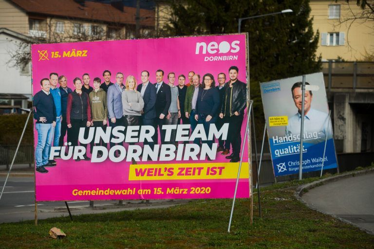 Plakatwerbung im letzten Gemeindewahlkampf 2020 in Dornbirn.⇒paulitsch