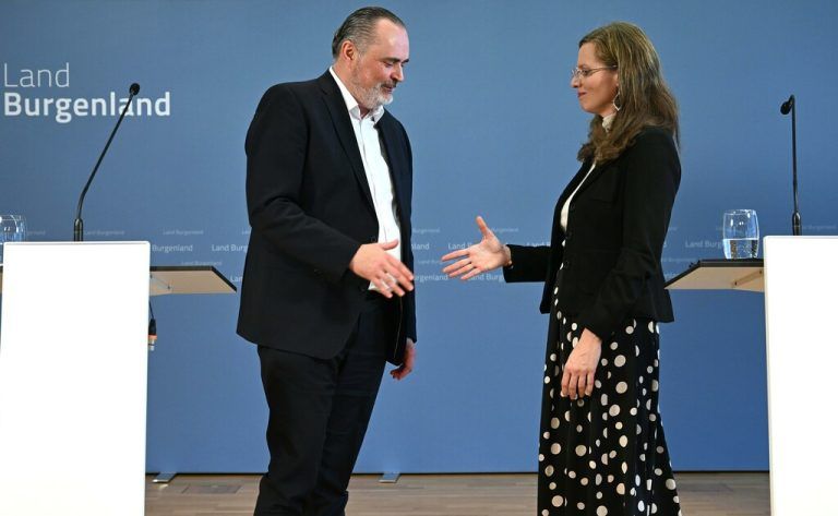 Landeshauptmann Hans Peter Doskozil (SPÖ) und Landeshauptmann-Stellvertreterin Anja Haider-Wallner (Grüne).→⇒apa