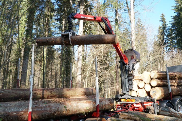 Keckeis beweist nicht nur am Steuer seines tonnenschweren Gefährts, sondern auch beim Bedienen des Krans Erfahrung und Fingerspitzengefühl.
