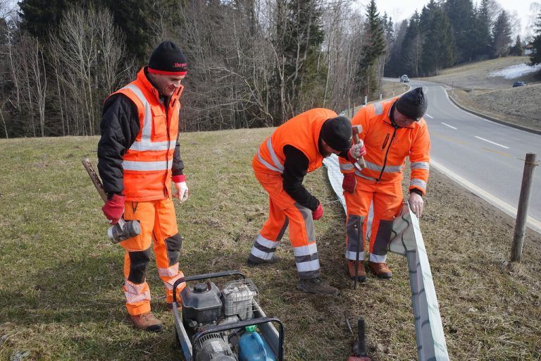 Mobile Amphibienschutzzäune entlang besonders gefährdeter Straßen. ⇒UMG