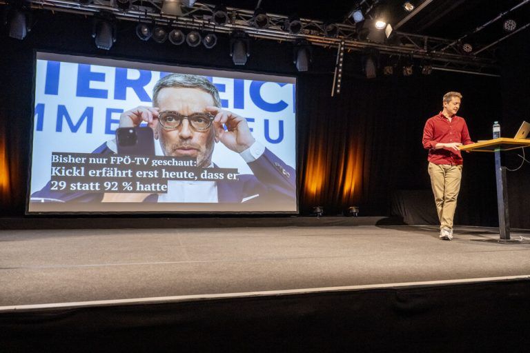 Nicht nur FPÖ-Chef Herbert Kickl wurde von „Tages­presse“-­Chef Jergitsch auf die Schippe genommen.Daniel Furxer