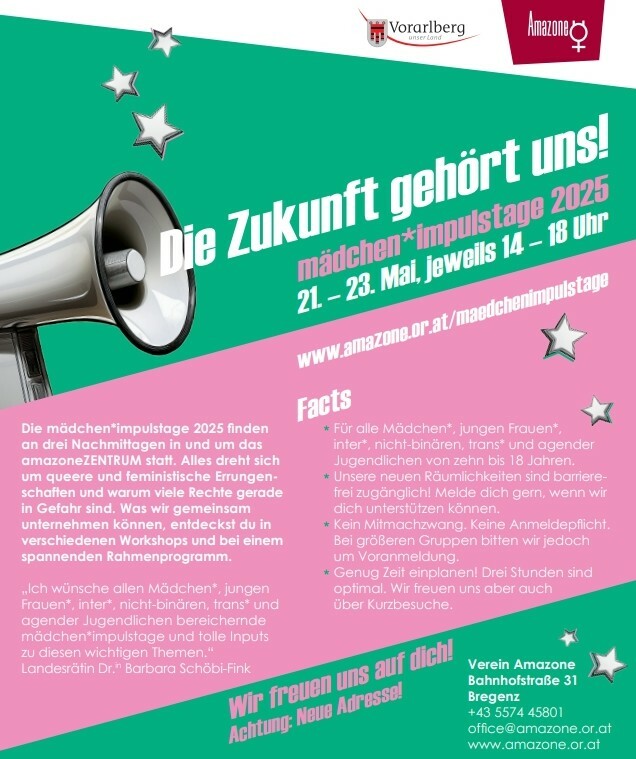 Das Plakat der 24. Mädchenimpulstage. ⇒verein amazone