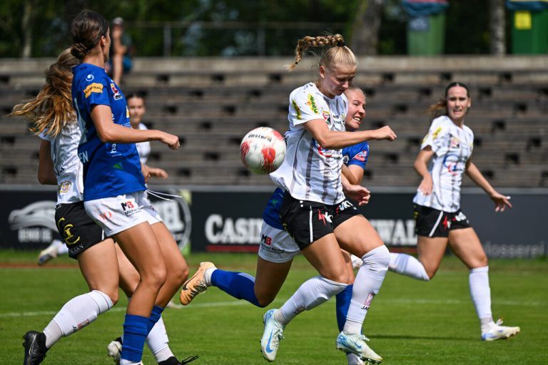 Hier ein Bild vom Derby am 31. August 2024. Die Partie endete mit einem 2:0-Sieg für die Damen des SCR Altach. ⇒GEPA/Lerch