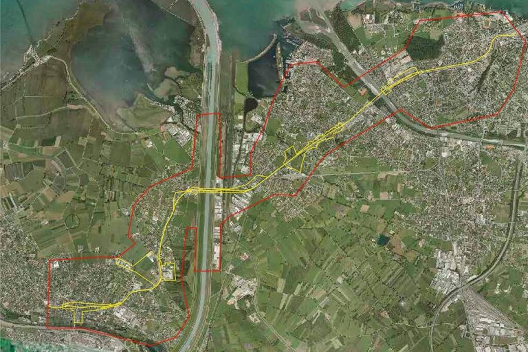 Die L202 und neuralgische Bereiche sind gelb eingezeichnet. Das rot umrandete Gebiet soll in die Überlegungen miteinbezogen werden.⇒Europan (4), VLK,, ⇒Hartinger