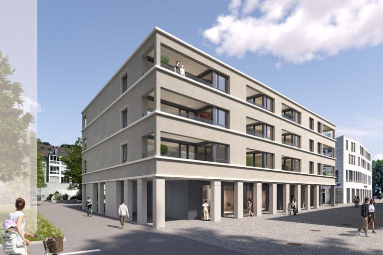 Im neuen Wohnbau entstehen auf vier Geschossen insgesamt 27 Wohnungen mit eineinhalb bis vier Zimmern. ⇒visualisierung: WeTo Design