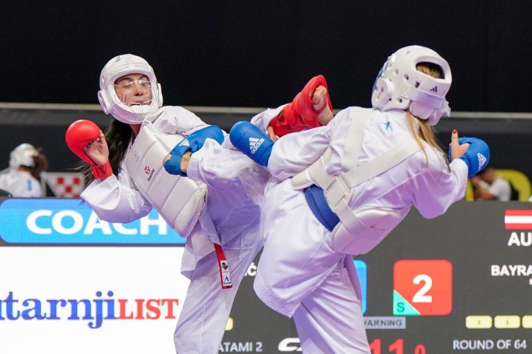 Mira Bayram (l.) und ihre Kolleginnen und Kollegen aus Vorarlberg zeigten bei der WKF Youth League in Porec auf. ⇒Karate Vorarlberg