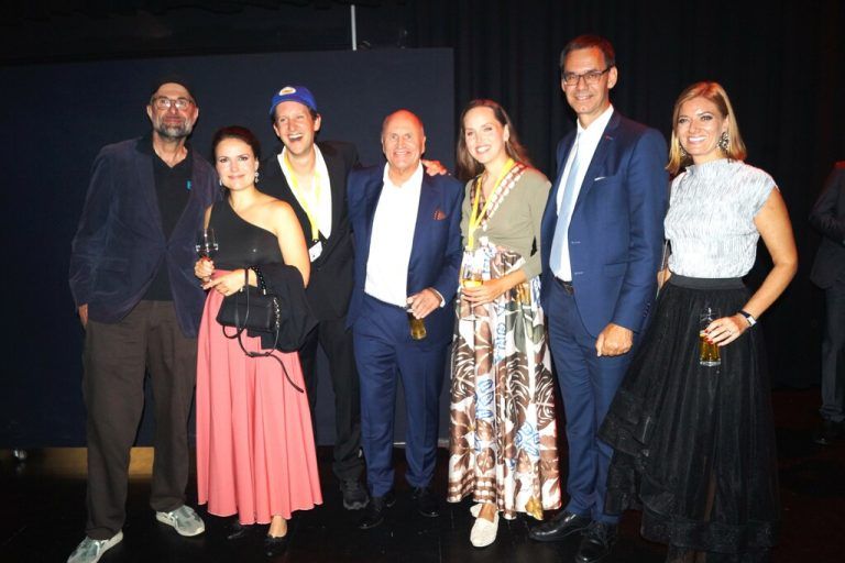 Philipp Stölzl, Katharina Ruckgaber, Moritz von Treuenfels, Hans-Peter Metzler, Irina Simmes, Landeshauptman Markus Wallner und Kathrin Cometto.⇒Ritter (7)