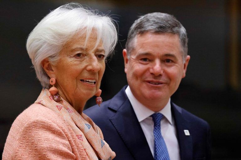 EZB-Präsidentin Christine Lagarde und Paschal Donohoe, Vorsitzender der Eurogruppe.⇒afp/ludovic marin