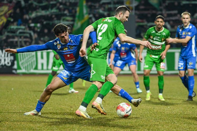 St. Pölten entschied das letzte Duell gegen Austria Lustenau am 21. Februar 2025 mit 1:0 für sich.⇒ GEPA/Lerch