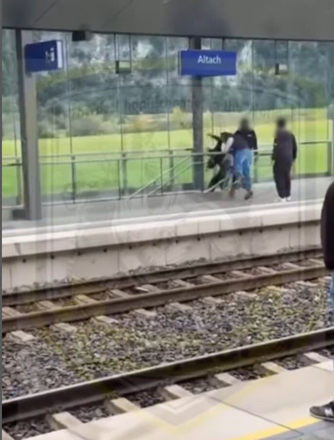 Unscharfe Aufnahmen vom gegenüberliegenden Bahnsteig zeigen die Rangelei.screenshot/instagram
