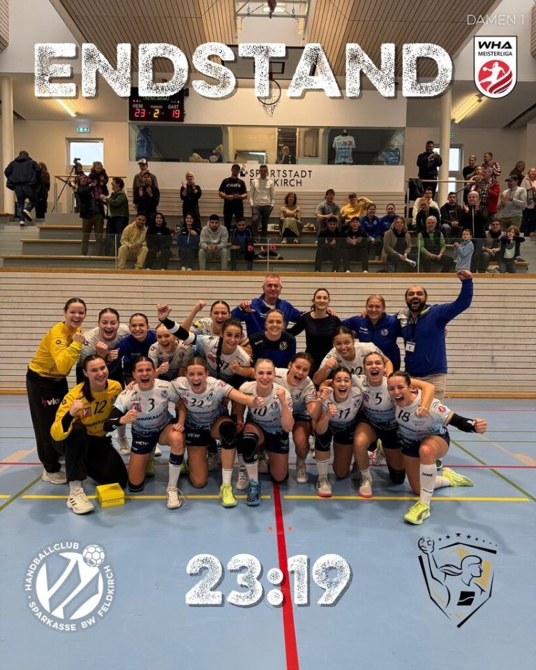 Die Feldkircherinnen jubeln über den sensationellen Heimsieg gegen Serienmeister Hypo Niederösterreich.⇒Verein