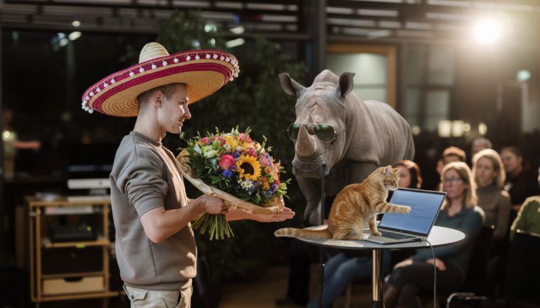 Ein kurzer Prompt ändert mehrere Details im Bild (oben rechts das Original). Der QR-Code führt zum NEUE-Song. ⇒NEUE/nanobanana, Nussbaumer