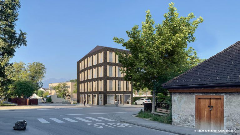 Architekt Bernhard Marte überzeugte mit einem herausfordernden und architektonischen Konzept, das auf das historische Umfeld gestalterisch und in der Materialwahl Rücksicht nimmt.