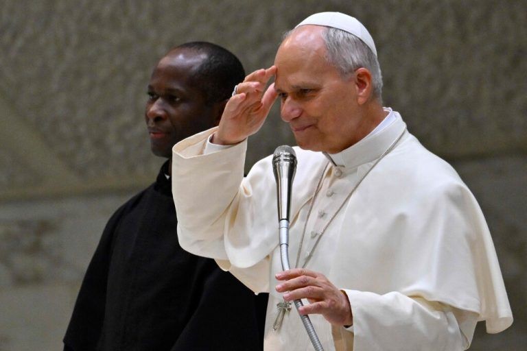 Der Papst bei der Audienz für die Spender des Christbaums. ⇒AFP/SOLARO