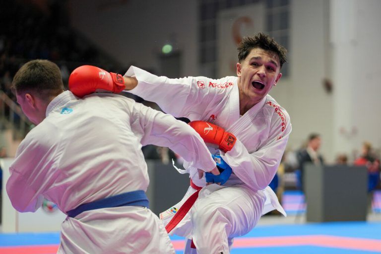 Pascal Platisa (r.) vom Karate Club Götzis ließ mit einem fünften Platz bei der WKF Youth League in Jesolo aufhorchen.⇒Karate Vorarlberg