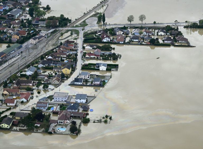 Überschwemmungen im Tullnerfeld, aufgenommen am 17. September 2024.⇒APA/HELMUT FOHRINGER