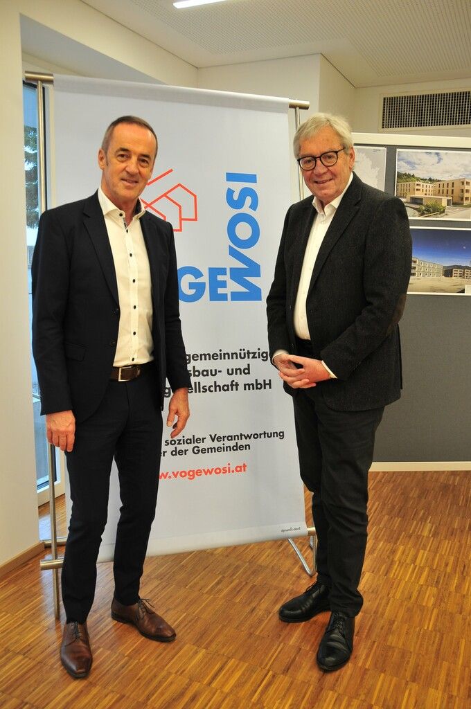 Vogewosi-Geschäftsführer Hans-Peter Lorenz und Aufsichtsratsvorsitzender Karlheinz Rüdisser.Vogewosi