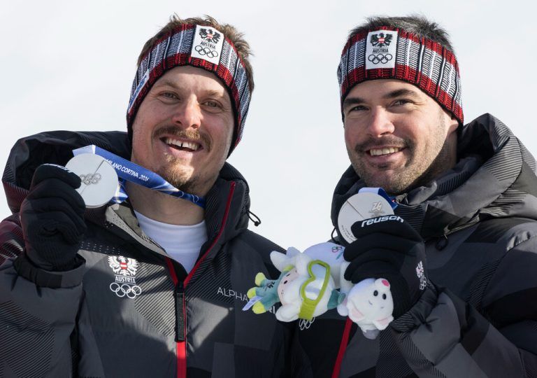 Manuel Feller und Vincent Kriechmayr mit Silber.⇒GEPA