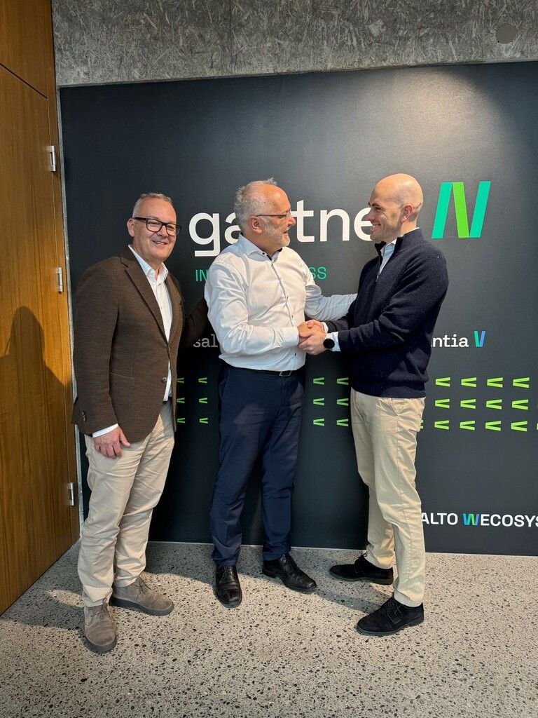 Marc Gomez, Elmar Hartmann und der designierte Gantner-CEO Xabier Martínez de Apellaniz. ⇒Gantner