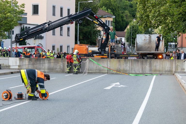 Eine Übung für den Fall von Hochwasser.⇒Stadt Feldkirch