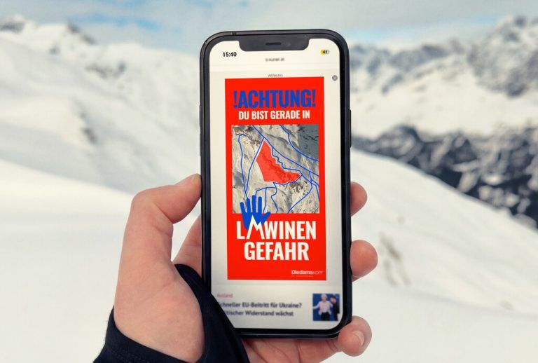 Lawinenwarnung statt Werbung
