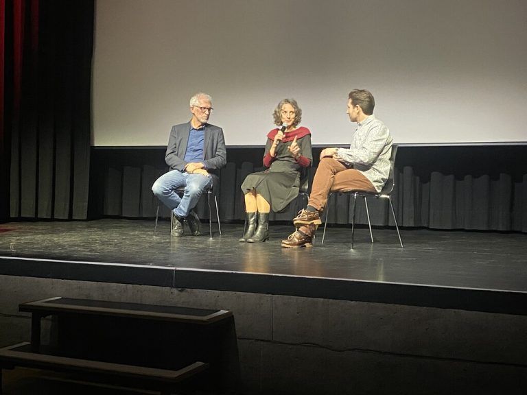 Harald Walser, Gerti Malle und Johannes Spies am Podium in der Bludenzer Remise.