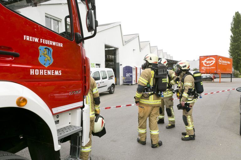Feuerwehreinsatz bei Spinnerei in Hohenems. ⇒Mathis