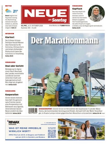 Última edición de Neue Vorarlberger Tageszeitung, del domingo, 4 de octubre de 2026